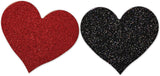 Nipplicious - Heart Shape Pasties - Glitter  -  Red and Black